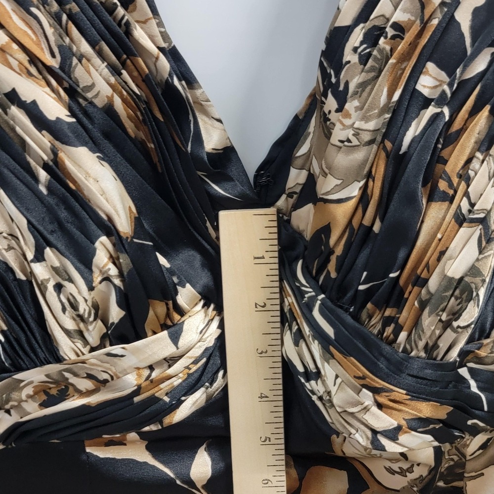 Adrianna Papell Black and Gold Floral Prom Dress - Picture 8 of 12